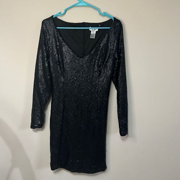 JAY X JAYGODFREY black SEQUIN MINI DRESS - Picture 1 of 7
